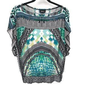 IZ Byer Caftan Smocked Hem Blouse L